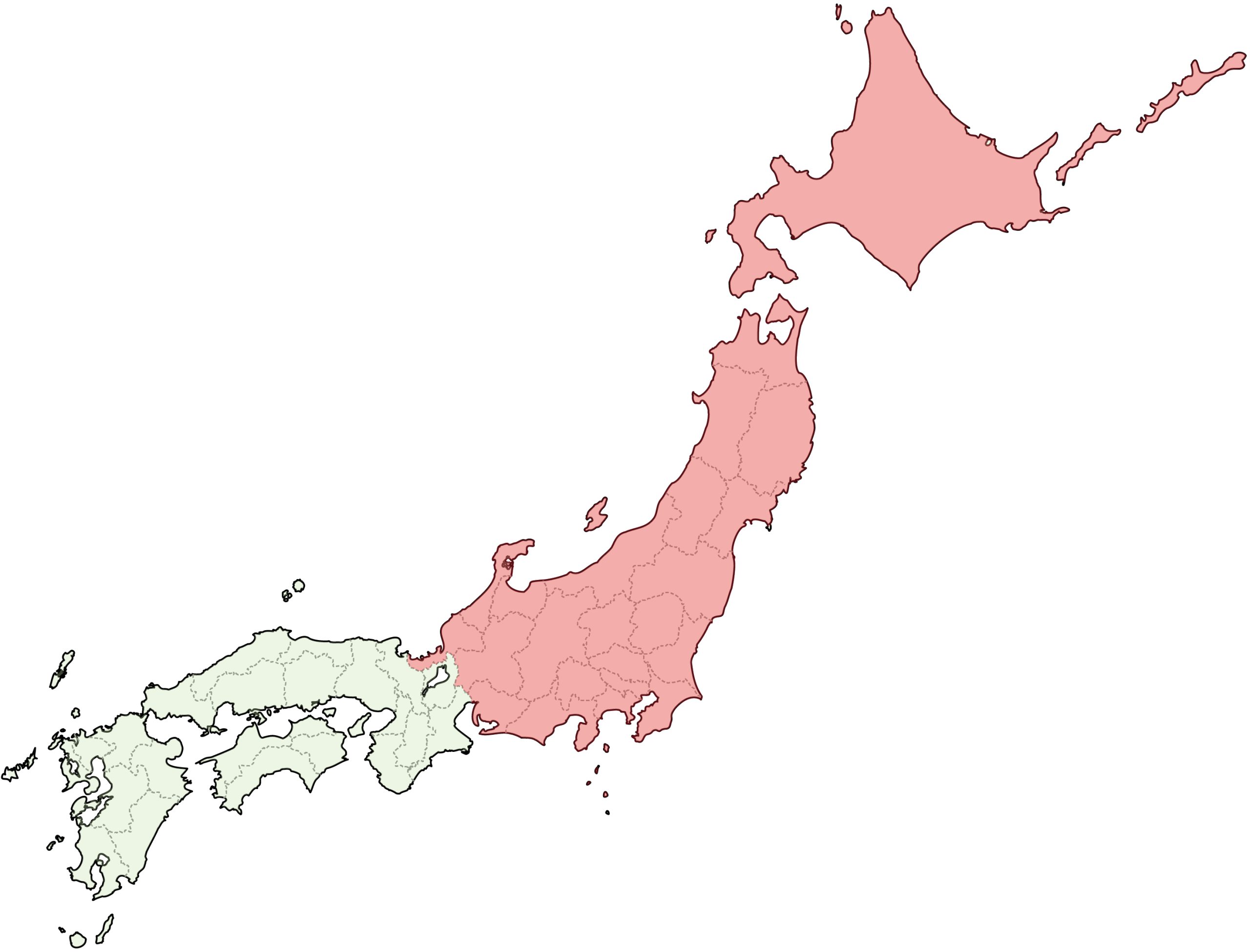 東日本の地図